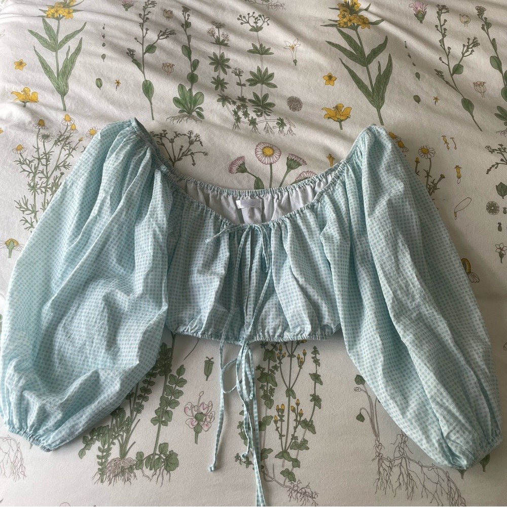 Kitteny “Elodie” Top in Blue Gingham, Size S/M